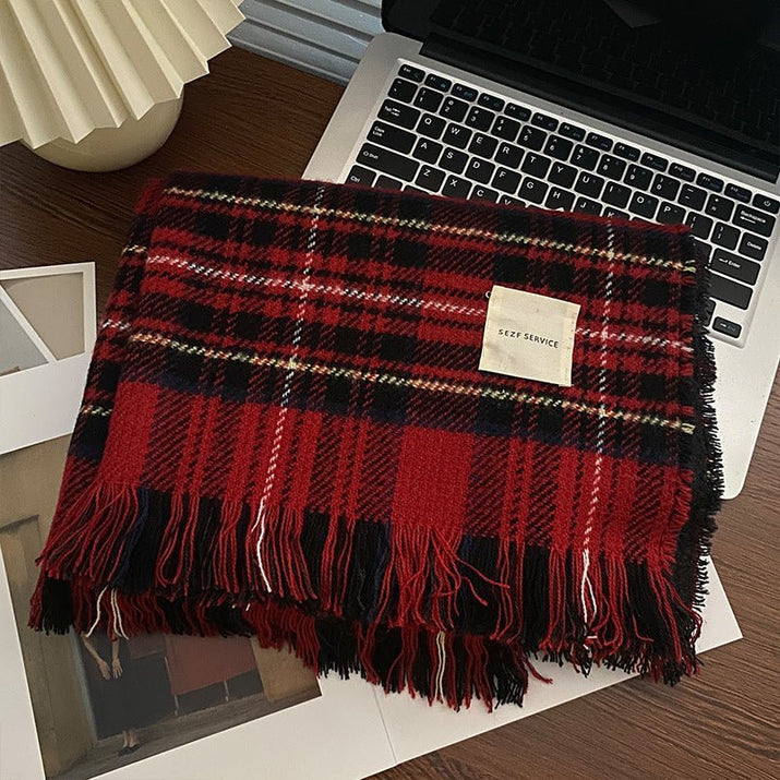 Women's Plaid Scarf Winter - Ze - Li